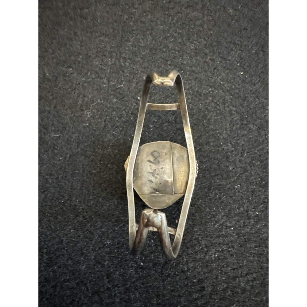 Vintage Navajo sterling silver split shank Large turquoise cuff bracelet - Picture 7 of 13